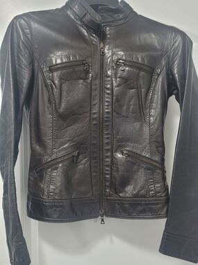 M0851 Leather Jacket - Dark Brown with  Lining